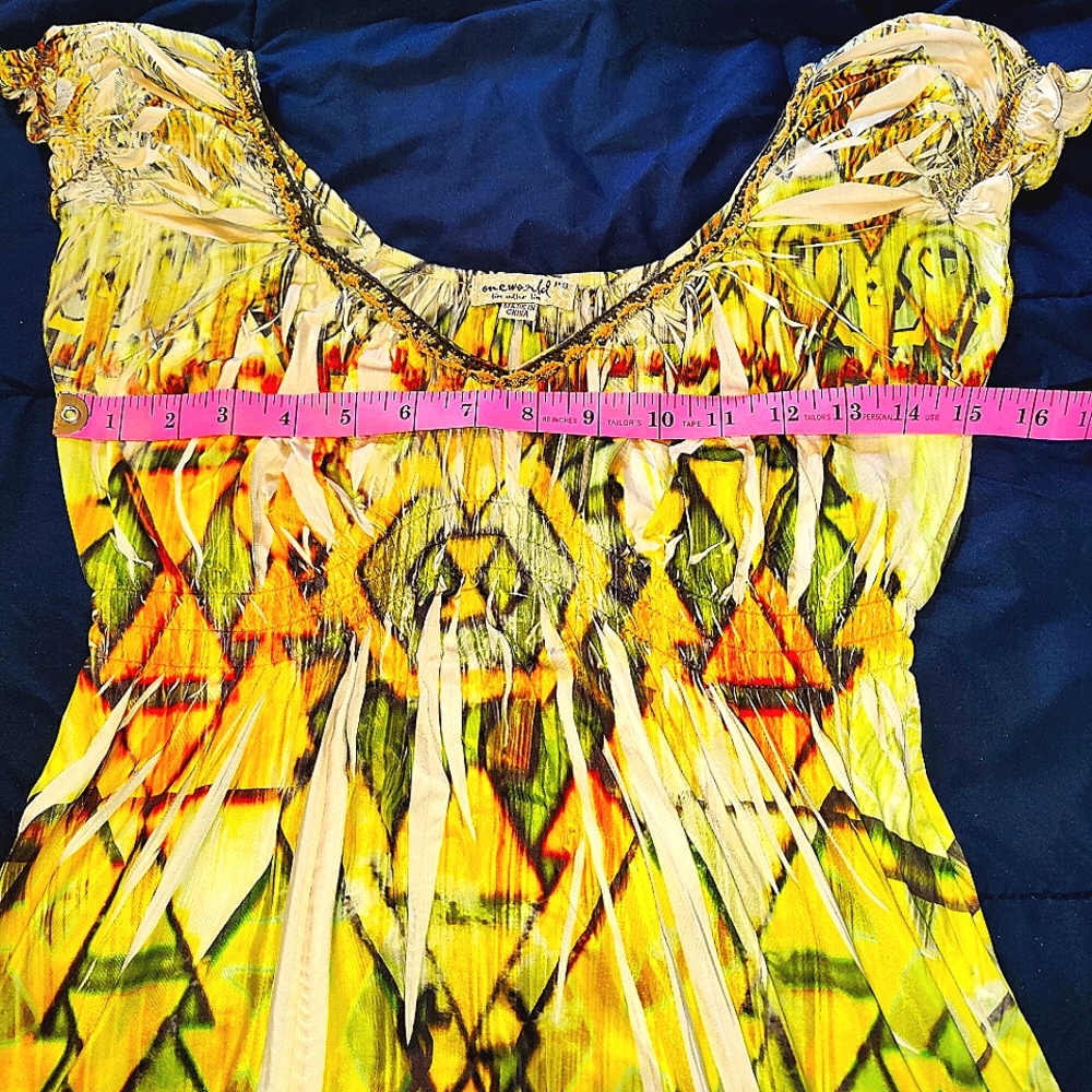 ONE WORLD Sundress with Cap Sleeves- Boho, Y2K, 90s, Whimsygoth - Picture 3 of 4